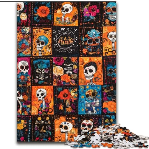 Puzzle 1000 Teile für Erwachsene, Totenkopf-Collage, Holzpuzzle, Familienaktivitätsspiel für Teenager, anspruchsvolles Denkspiel (Größe 50x75cm) von WGLINGX