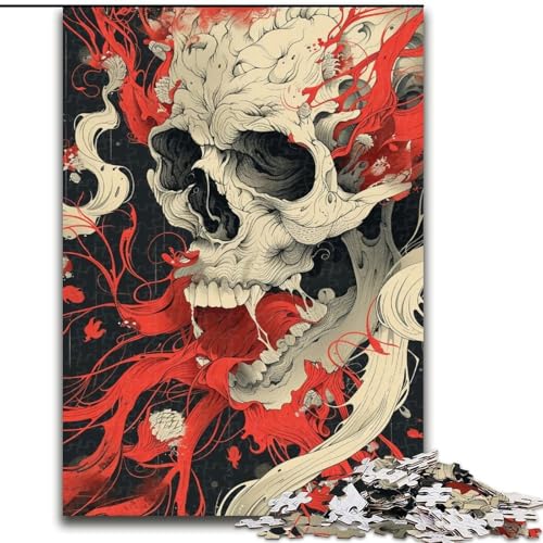 Puzzle 1000 Teile für Erwachsene, Totenkopf-Holzpuzzle, perfektes Weihnachts- und Neujahrsgeschenk, Feiertagsgeschenk (Größe 50x75cm) von WGLINGX