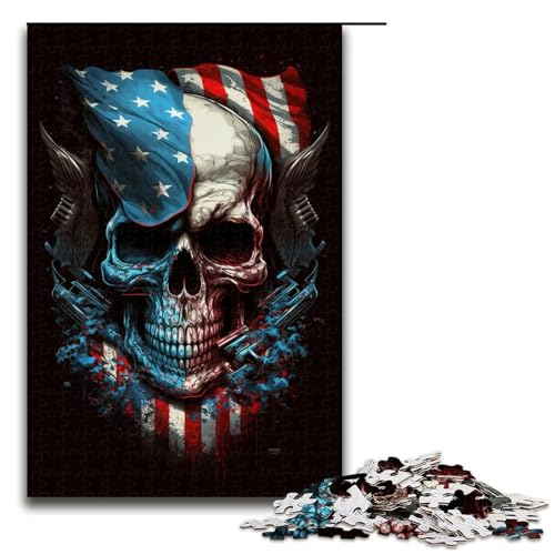 Puzzle 1000 Teile für Erwachsene, Totenkopfflagge, Lernpuzzle, Geburtstagsgeschenk, Geschenke, Wandkunst (Größe 50 x 75 cm) von WGLINGX