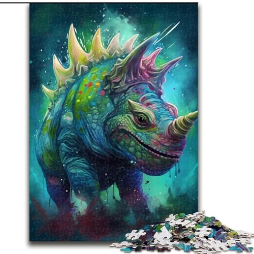 Puzzle 1000 Teile für Erwachsene, Triceratops, Holzpuzzle, interaktives Familienspiel, Denksportaufgabe, Geschenk, Lernspielzeug (Größe 50x75cm) von WGLINGX