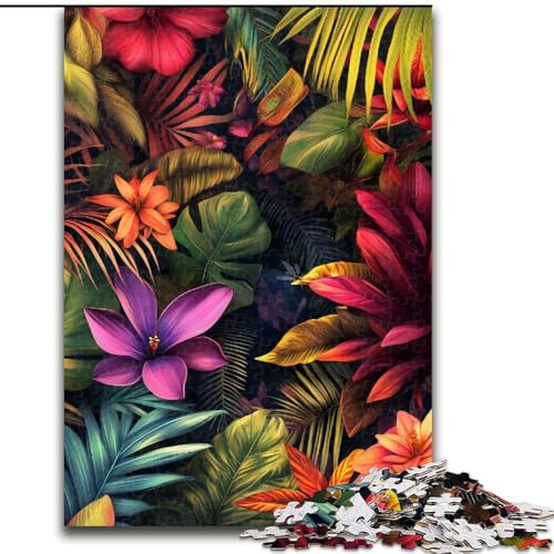 Puzzle 1000 Teile für Erwachsene, Tropische Regenwaldblumen, Holzpuzzle, Familienaktivitätsspiel für Teenager, anspruchsvolles Denkspiel (Größe 50x75cm) von WGLINGX