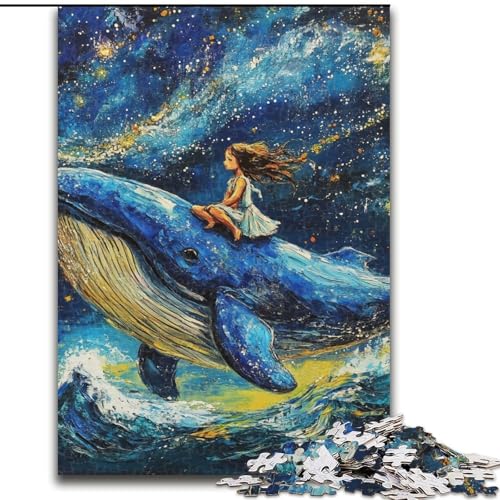 Puzzle 1000 Teile für Erwachsene, Wale am Nachthimmel, Puzzle 1000 Teile für Erwachsene, Spielzeug, Geschenk, pädagogisches, intellektuelles, entspannendes Familienspiel (Größe 50x75cm) von WGLINGX