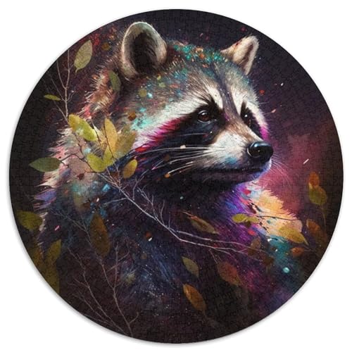 Puzzle 1000 Teile für Erwachsene, Waschbär, runde Papierpuzzles für Jugendliche ab 14 Jahren, Heimdekoration, 1000 Teile (67,5x67,5cm) von WGLINGX
