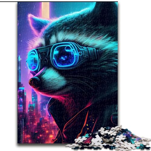Puzzle 1000 Teile für Erwachsene, Waschbär-Puzzle 1000 Teile für Erwachsene für Teenager, interaktives Familienspiel, herausforderndes Geschenk, Größe 26x38cm von WGLINGX