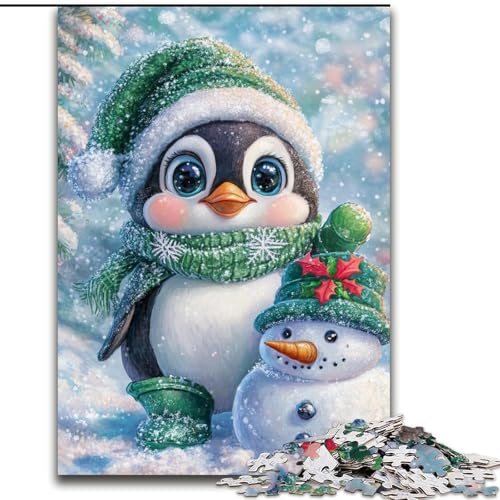 Puzzle 1000 Teile für Erwachsene, Weihnachts-Schneemann, Unmögliches Puzzle für Erwachsene, Interaktives Familienspiel, DIY-Heimdekor, Herausforderndes Denkspiel-Geschenk (Größe 26x38cm) von WGLINGX