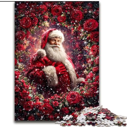 Puzzle 1000 Teile für Erwachsene, Weihnachtsmann, Holzpuzzle, Familienaktivitätsspiel für Teenager, anspruchsvolles Denkspiel (Größe 50x75cm) von WGLINGX