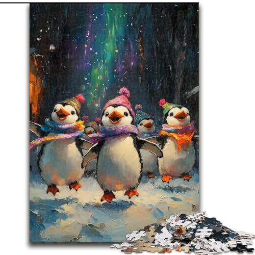 Puzzle 1000 Teile für Erwachsene, Weihnachtspinguin, Puzzle für Erwachsene, 1000 Teile, Spielzeug, Geschenk, pädagogisches, intellektuelles, entspannendes, lustiges Familienspiel (Größe 50x75cm) von WGLINGX
