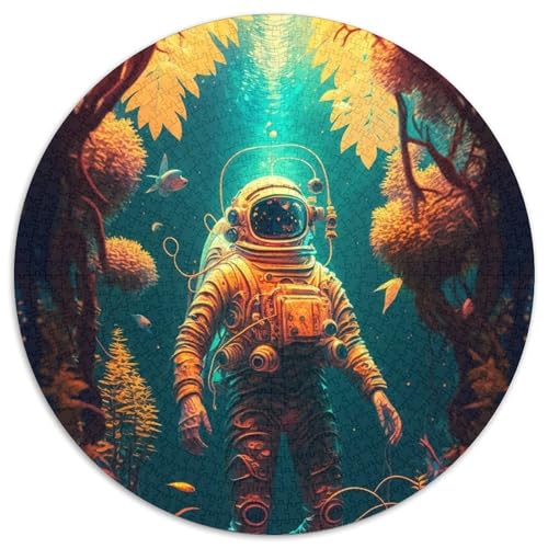 Puzzle 1000 Teile für Erwachsene, Weltraum-Astronauten-Puzzle, runde Puzzles 1000 Teile für Erwachsene, anspruchsvolles Denkspiel – entspannendes Spielzeug für Teenager, 1000 Teile (67,5x67,5cm) von WGLINGX