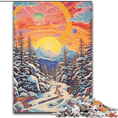 Puzzle 1000 Teile für Erwachsene, Winterwald, Holzpuzzle, Teenager, Stressabbau, Cooles einzigartiges Geschenk für die Familie (Größe 26x38cm) von WGLINGX