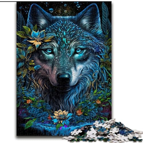 Puzzle 1000 Teile für Erwachsene, Wolf im Mandala-Dschungel, Papppuzzle für Erwachsene, anspruchsvolles Denkspiel für Teenager, perfekt als Heimdekoration oder Geschenk (Größe 26x38cm) von WGLINGX