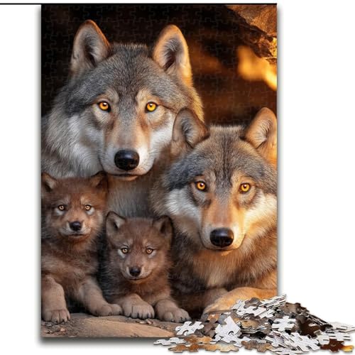 Puzzle 1000 Teile für Erwachsene, Wolfsfamilien-Puzzle, 1000 Teile, interaktives Familienspiel, geeignet für Kinder ab 14 Jahren (Größe 26x38cm) von WGLINGX