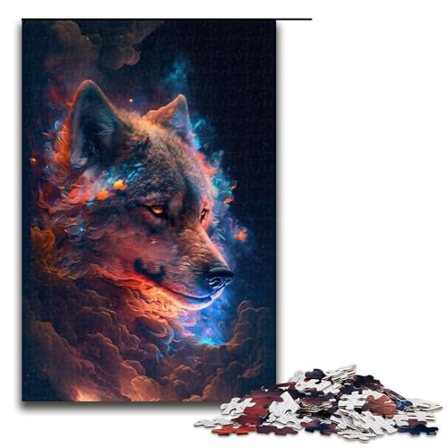 Puzzle 1000 Teile für Erwachsene, Wolfsnebel, Holzpuzzle, pädagogisches Spielzeug zum Stressabbau (Größe 50 x 75 cm) von WGLINGX