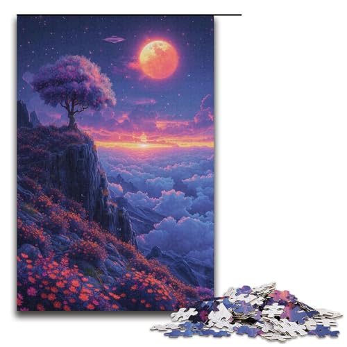 Puzzle 1000 Teile für Erwachsene, Wolken und Blumen in den Bergen, Lernspielzeug, geeignet als Schreibtischdekoration (Größe 38 x 26 cm) von WGLINGX