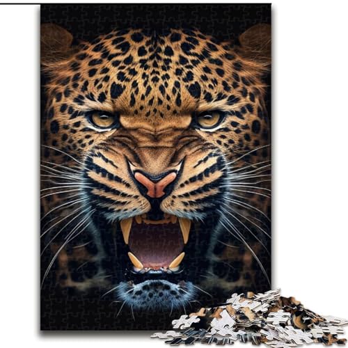 Puzzle 1000 Teile für Erwachsene, Wütendes Leopardengesicht, Tier-Puzzle, interaktives Familienspiel, Denksportaufgabe, Geschenk, Lernspielzeug, Größe 50x75cm von WGLINGX