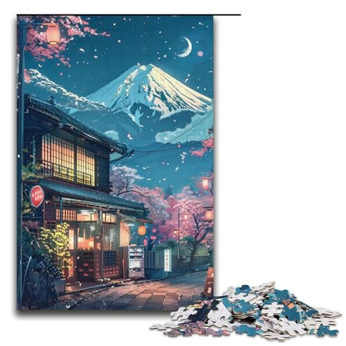 Puzzle 1000 Teile für Erwachsene, Wunderschöner Berg Fuji, Lernpuzzle, Weihnachtswunschliste mit Weihnachtsmann, 38 x 26 cm von WGLINGX