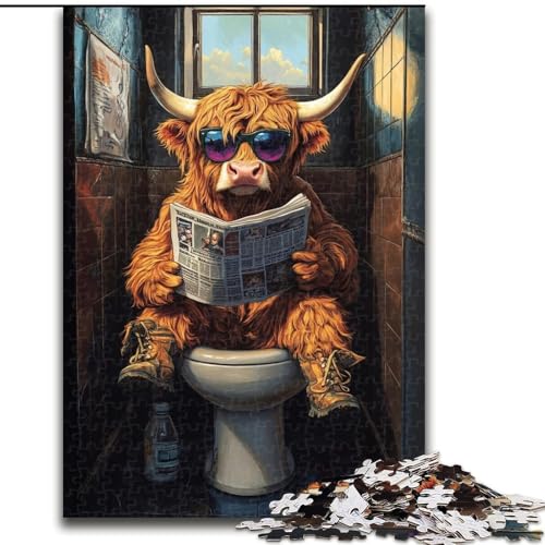 Puzzle 1000 Teile für Erwachsene, Yak sitzt auf der Toilette, unmögliche Puzzles für Erwachsene, Weihnachten, Halloween, Muttertag, Neujahr, Ostergeschenk (Größe 26x38cm) von WGLINGX