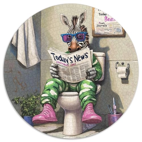 Puzzle 1000 Teile für Erwachsene, Zebra Go Toilet, 1000-teiliges rundes Puzzle für Erwachsene, pädagogisches Denkspiel, künstlerische Heim- und Bürodekoration, ab 14 Jahren, 1000 Teile (67,5x67,5cm) Puzzle 1000 Teile für Erwachsene, Zebra Go Toilet, 1000-teiliges rundes Puzzle für Erwachsene, pädagogisches Denkspiel, künstlerische Heim- und Bürodekoration, ab 14 Jahren, 1000 Teile (67,5x67,5cm) von WGLINGX