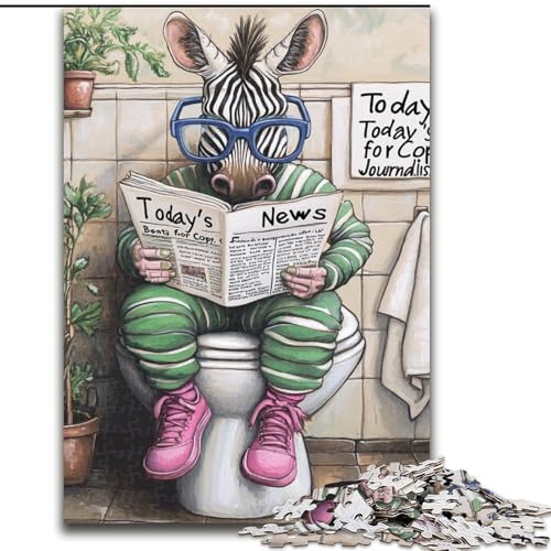 Puzzle 1000 Teile für Erwachsene, Zebra Go Toilet-Puzzles für Erwachsene, Geburtstage, Feiertage und als Heimdekoration (Größe 50x75cm) von WGLINGX
