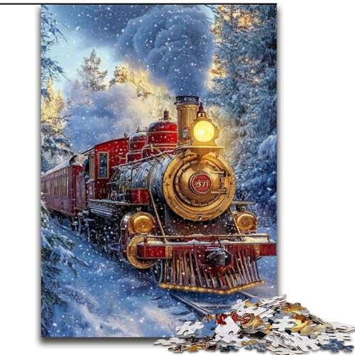 Puzzle 1000 Teile für Erwachsene, Zug, unmögliches Puzzle für Erwachsene, Weihnachten, Halloween, Muttertag, Neujahr, Ostergeschenk (Größe 50x75cm) von WGLINGX