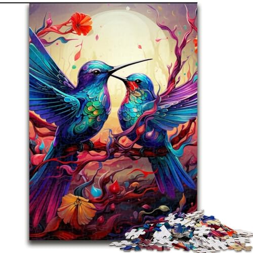 Puzzle 1000 Teile für Erwachsene, Zwei Bunte Kolibris, Puzzle 1000 Teile für Erwachsene, Unmögliches Lernspiel, Heimdekoration, Spiele und Geschenke (Größe 26x38cm) von WGLINGX