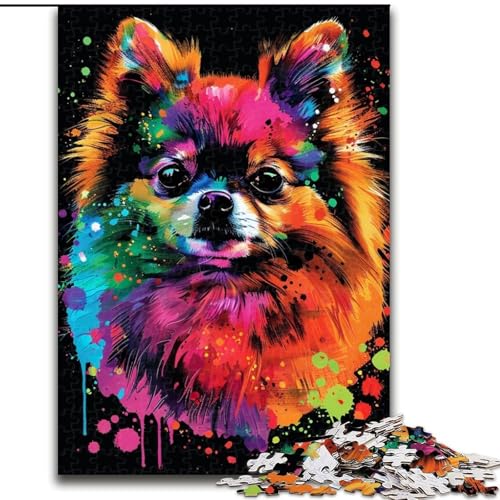 Puzzle 1000 Teile für Erwachsene, Zwergspitz, 1000-teiliges Puzzle, Lernspiele, schöne Dekoration (Größe 26x38cm) von WGLINGX