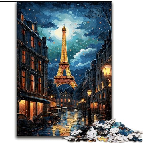 Puzzle 1000 Teile für Erwachsene, bunter Eiffelturm, Holzpuzzle, Teenager, Stressabbau, Cooles einzigartiges Geschenk für die Familie (Größe 26x38cm) von WGLINGX