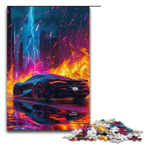 Puzzle 1000 Teile für Erwachsene, buntes Cooles Sportauto, Lernspiel, Herausforderungsspielzeug, Weihnachts- und Geburtstagsgeschenk (Größe 38 x 26 cm) von WGLINGX