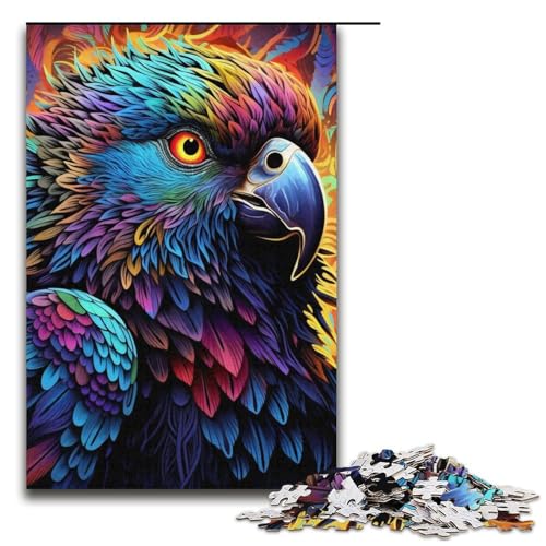Puzzle 1000 Teile für Erwachsene, buntes Papageien-Puzzle, praktisches Spiel, hilft dem Gehirn beim Trainieren, süchtig machendes Spielzeug, um Geduld zu fördern, 14,96 x 10,24 Zoll von WGLINGX