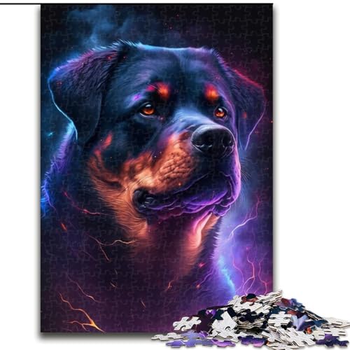 Puzzle 1000 Teile für Erwachsene, buntes Rottweiler-Holzpuzzle, DIY-Dekoration, anspruchsvolles Denkspiel, (Größe 50x75cm) von WGLINGX