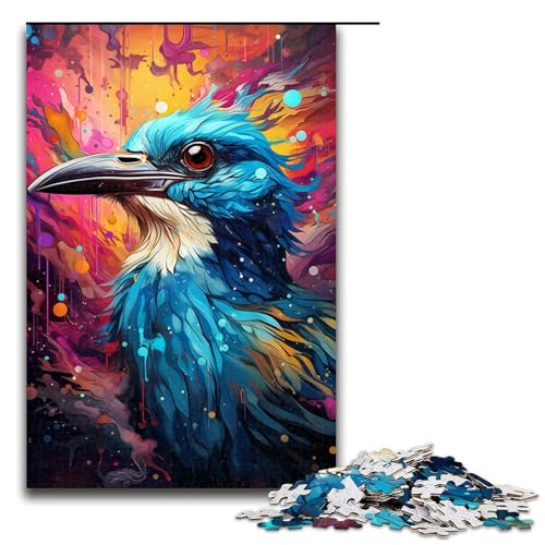 Puzzle 1000 Teile für Erwachsene, buntes psychedelisches Vogelpuzzle als Geschenk, Wanddekoration, einzigartige Geburtstags (Größe 50 x 75 cm) von WGLINGX