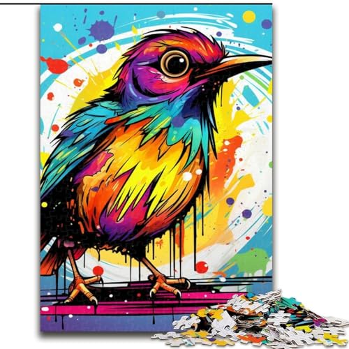 Puzzle 1000 Teile für Erwachsene, farbenfroher Kunstvogel, 1000-teiliges Puzzle, Lernspiele, schöne Dekoration (Größe 50x75cm) von WGLINGX