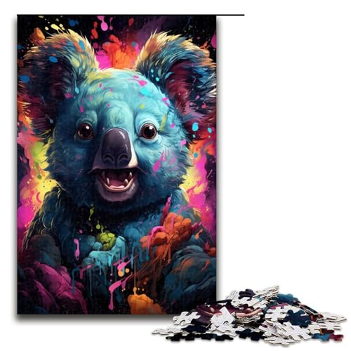 Puzzle 1000 Teile für Erwachsene, farbenfrohes Fantasy-Koala-Puzzle als Geschenk, Wanddekoration, einzigartige Geburtstags (Größe 50 x 75 cm) von WGLINGX