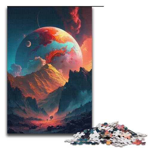 Puzzle 1000 Teile für Erwachsene, farbenfrohes Planeten-Berge-Puzzle, als Geschenk für die ganze Familie (Größe 38 x 26 cm) von WGLINGX