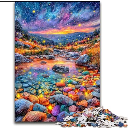 Puzzle 1000 Teile für Erwachsene, farbige Kieselsteine, Holzpuzzle, Familienaktivitätsspiel für Teenager, anspruchsvolles Denkspiel (Größe 50x75cm) von WGLINGX