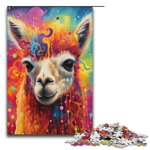 Puzzle 1000 Teile für Erwachsene, farbiges Alpaka-Puzzle, Stressabbau-Spielzeug, Stressabbau, schwierige Herausforderung, 14,96 x 10,24 Zoll von WGLINGX