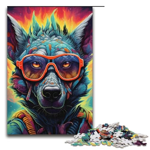 Puzzle 1000 Teile für Erwachsene, farbiges Hyänen-Puzzle, Lernspiele, Staycation, Zeitvertreib für Teenager ab 14 Jahren, 14,96 x 10,24 Zoll von WGLINGX