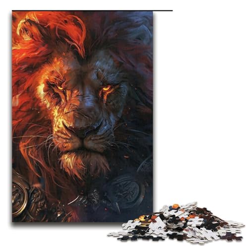 Puzzle 1000 Teile für Erwachsene, mittelalterlicher Löwe, Puzzle für Teenager, Spielzeug, Denkspiel (Größe 38 x 26 cm) von WGLINGX