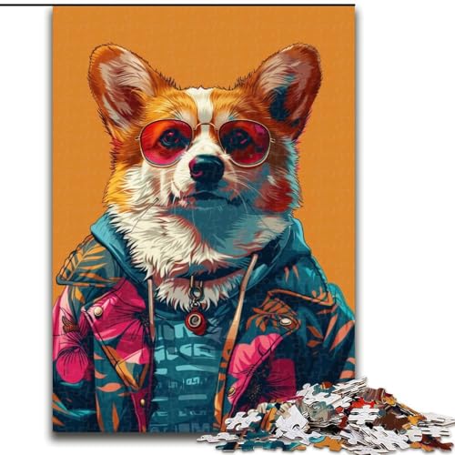Puzzle 1000 Teile für Erwachsene, modischer Hund, unmögliches Puzzle für Erwachsene, Weihnachten, Halloween, Muttertag, Neujahr, Ostergeschenk (Größe 50x75cm) von WGLINGX