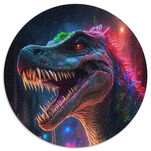 Puzzle 1000 Teile für Erwachsene, neonfarbene Dinosaurier, runde Puzzles 1000 Teile für Erwachsene, anspruchsvolles Denkspiel – entspannendes Spielzeug für Teenager, 1000 Teile (67,5x67,5cm) von WGLINGX