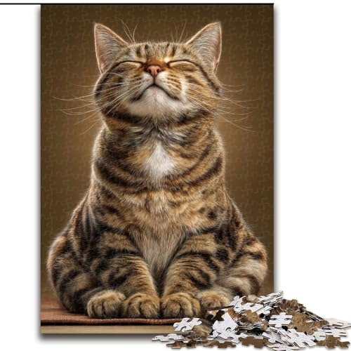 Puzzle 1000 Teile für Erwachsene, orangefarbene Katze Macht Selfie, Holzpuzzle, DIY-Dekoration, anspruchsvolle (Größe 50x75cm) von WGLINGX