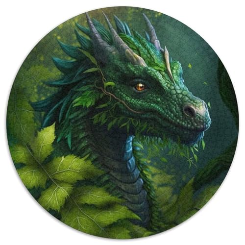 Puzzle 1000 Teile für Erwachsene, runder grüner Drache, Denkspiel für Teenager, (67,5 x 67,5 cm) von WGLINGX