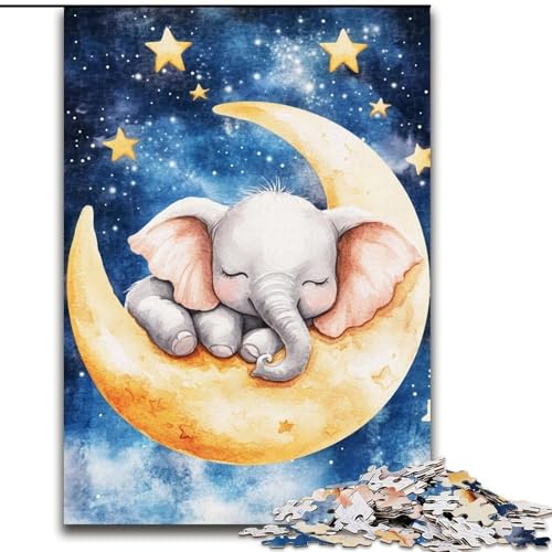 Puzzle 1000 Teile für Erwachsene, schlafender Elefant, unmögliches Puzzle für Erwachsene, Weihnachten, Halloween, Muttertag, Neujahr, Ostergeschenk (Größe 26x38cm) von WGLINGX