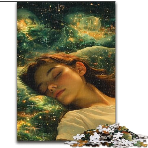Puzzle 1000 Teile für Erwachsene, schlafendes Mädchen, unmögliches Puzzle für Erwachsene, Weihnachten, Halloween, Muttertag, Neujahr, Ostergeschenk (Größe 50x75cm) von WGLINGX