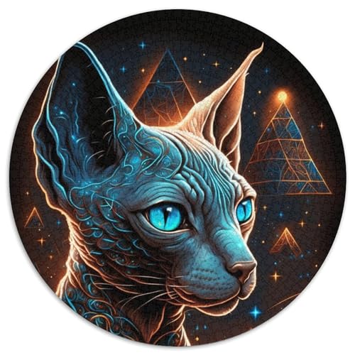Puzzle 1000 Teile für Erwachsene, schöne Dschungelkatze, runde Puzzles für 1000 Teile, ideal für Familienspaß, Entspannung, 1000 Teile (67,5x67,5cm) von WGLINGX