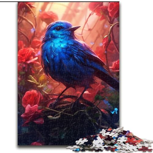 Puzzle 1000 Teile für Erwachsene, süßer Kleiner Blauer Vogel, 1000 Teile Puzzle für Erwachsene für Teenager, anspruchsvolle Spielzeugspiele (Größe 26x38cm) von WGLINGX