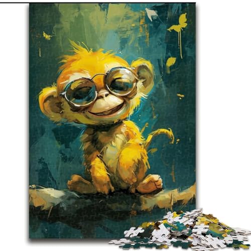 Puzzle 1000 Teile für Erwachsene, süßer Kleiner gelber AFFE, Puzzle 1000 Teile für Erwachsene, Familieninteraktion und Gehirnherausforderung, Familienaktivitätsherausforderung (Größe 50x75cm) von WGLINGX