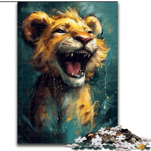 Puzzle 1000 Teile für Erwachsene, süßer Kleiner gelber Löwe, 1000 Teile Puzzle-Geschenke, geeignet für Geburtstage, Halloween, Thanksgiving, Ostern (Größe 50x75cm) von WGLINGX