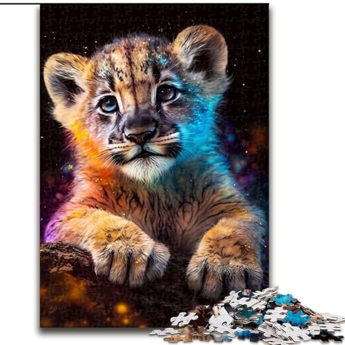 Puzzle 1000 Teile für Erwachsene, süßes kosmisches Löwenjunges, 1000-teiliges Puzzle, Spielzeug, Geschenk, pädagogisches intellektuelles Dekomprimierungsspaß, Familienspiel, Größe 50x75cm von WGLINGX