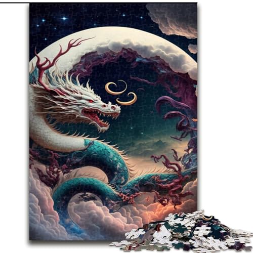 Puzzle 1000 Teile für Erwachsene, tapferer Drache, Holzpuzzle, perfektes Weihnachts- und Neujahrsgeschenk, Feiertagsgeschenk (Größe 50x75cm) von WGLINGX
