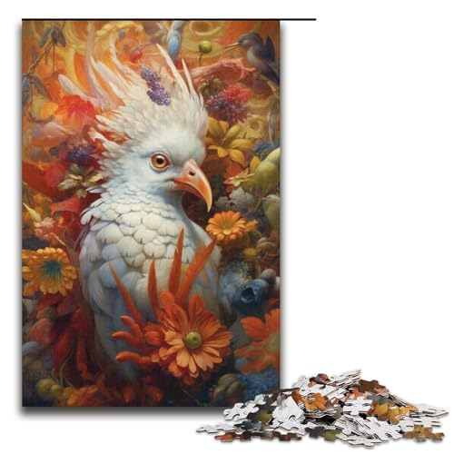 Puzzle 1000 Teile für Erwachsene, weißer Papagei, Puzzle aus Pappe, pädagogisches Spielzeug zum Stressabbau (Größe 38 x 26 cm) von WGLINGX
